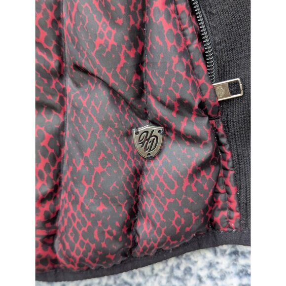 Harley Davidson Down Feather Puffer Vest Size LG Asymmetrical Full Zip Moto Red - Picture 6 of 13
